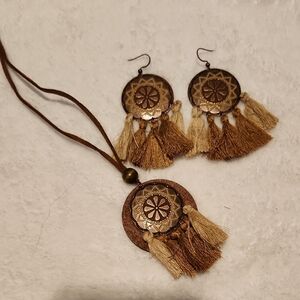Bohemian Tassel Earrings and Necklace Set